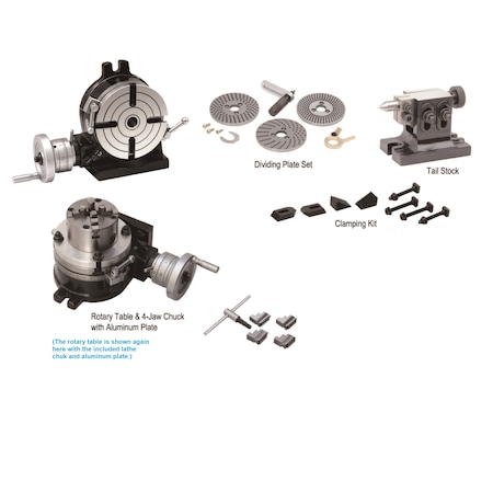 Hhip 6 in. Rotary Table Tailstock Dividing Plates Lathe Chuck & Clamping Kit 3906-2316